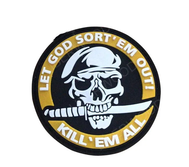 LET GOD OR 8 cm Morale Patches No Knife No Life SKULL PVC 3D Military Tactical Patch badge applique EMBLEM - Цвет: LET GOD OR 8 cm