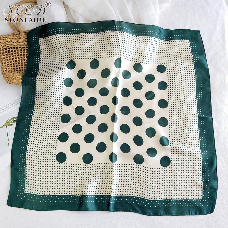 Женская шёлковая бандана в горошек с принтом клетку 70 Х70 см|fashion scarf|scarf fashionfashion