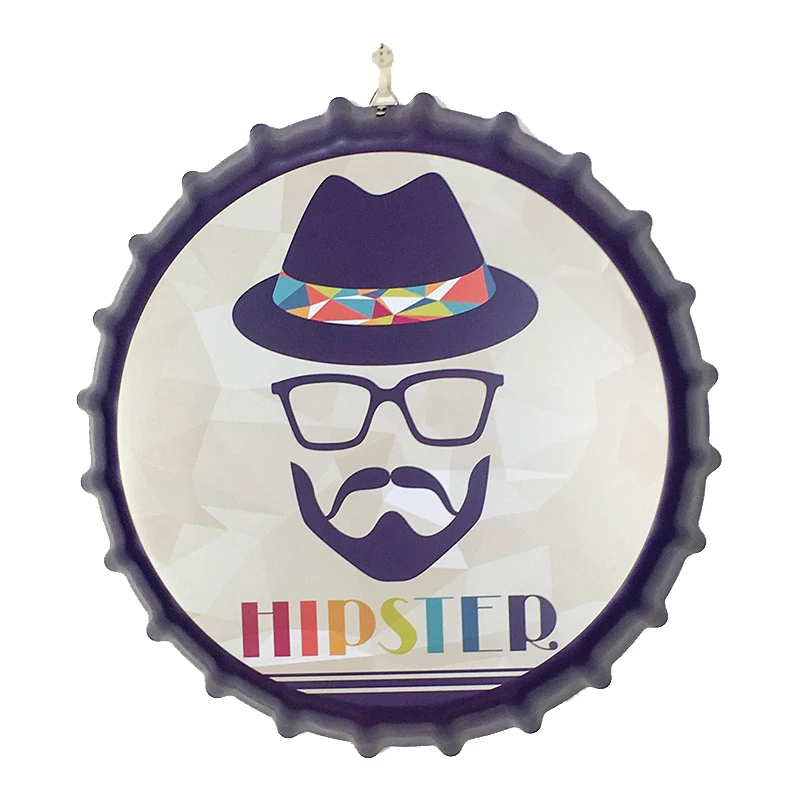 Мопс Собака камень крышка пивной бутылки жестяной знак Декор Круглый висит