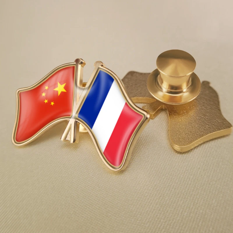 Франция и Китай перекрестные двойной флаг дружбы значков на булавке брошь значки