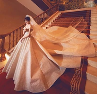 luxury off the shoulder beads ball gown bling sequins wedding dresses bridal gowns celebrity vestido de noiva robe de mariee