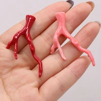 2021 new natural stone coral pendant tree branch red coral charms for jewelry making diy necklace earring accessories gift 2pcs