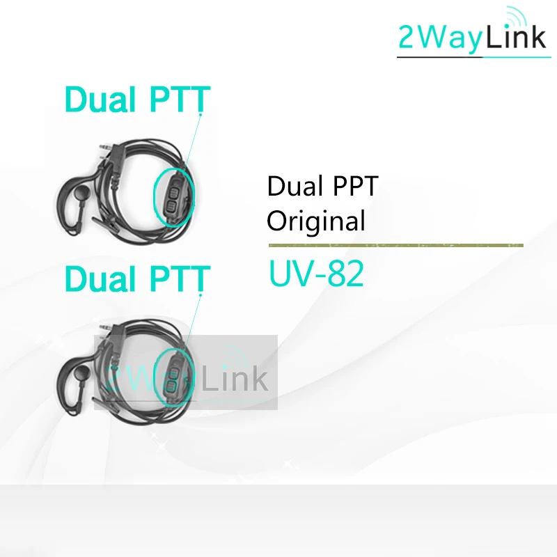 2PCS Двойной PTT Динамик для Baofeng UV-82 UV-82HP UV-82HX UV-8 UV82L UV-89 UV-82 плюс UV-82TP GT-5TP UV 82 UV-82 гарнитура аксессуары - Цвет: 2PCS