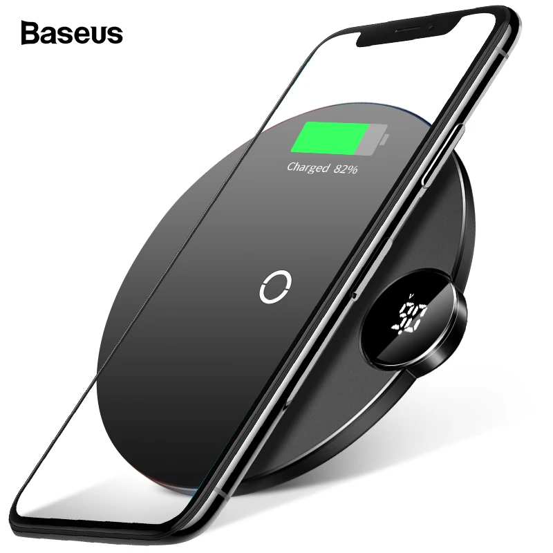 Baseus LED Digital Display Qi Wireless Charger For iPhone 11 Pro Max Xs XR X 10W Qi Wireless Fast Charging Pad For Samsung S10