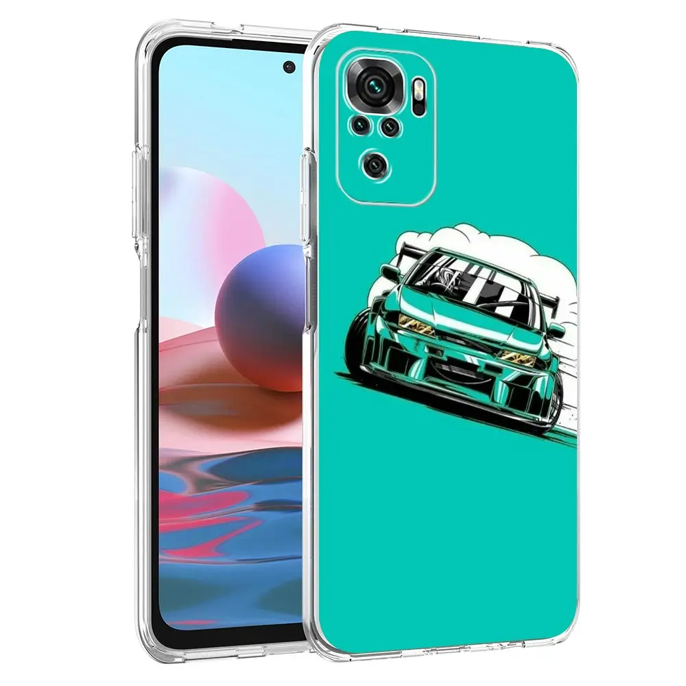 Phone Case for Xiaomi Redmi Note 10 9S 9 11 7 8 Pro 8T 9T 10S 10C 9A 9C K40 Cover sports car jdm drift Silicone Cases Cover