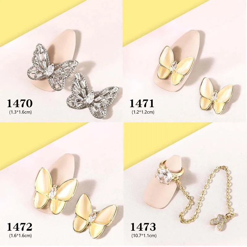 Украшения для ногтей Стразы металлическими бабочками узор 3D нейл арта украшения