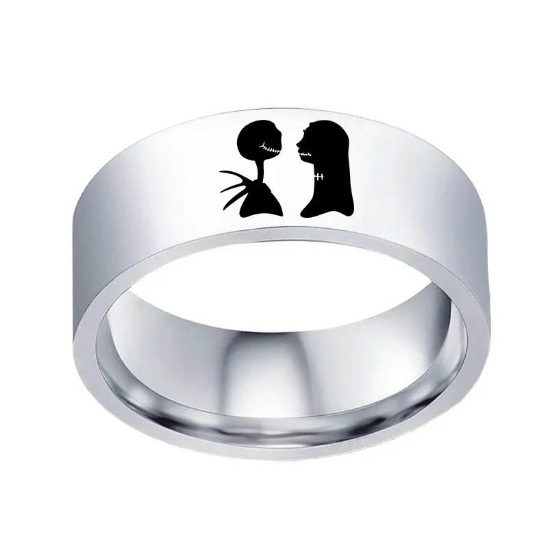 Кольцо Кошмар перед Рождеством женское титановое с Джеком и Салли | Украшения
