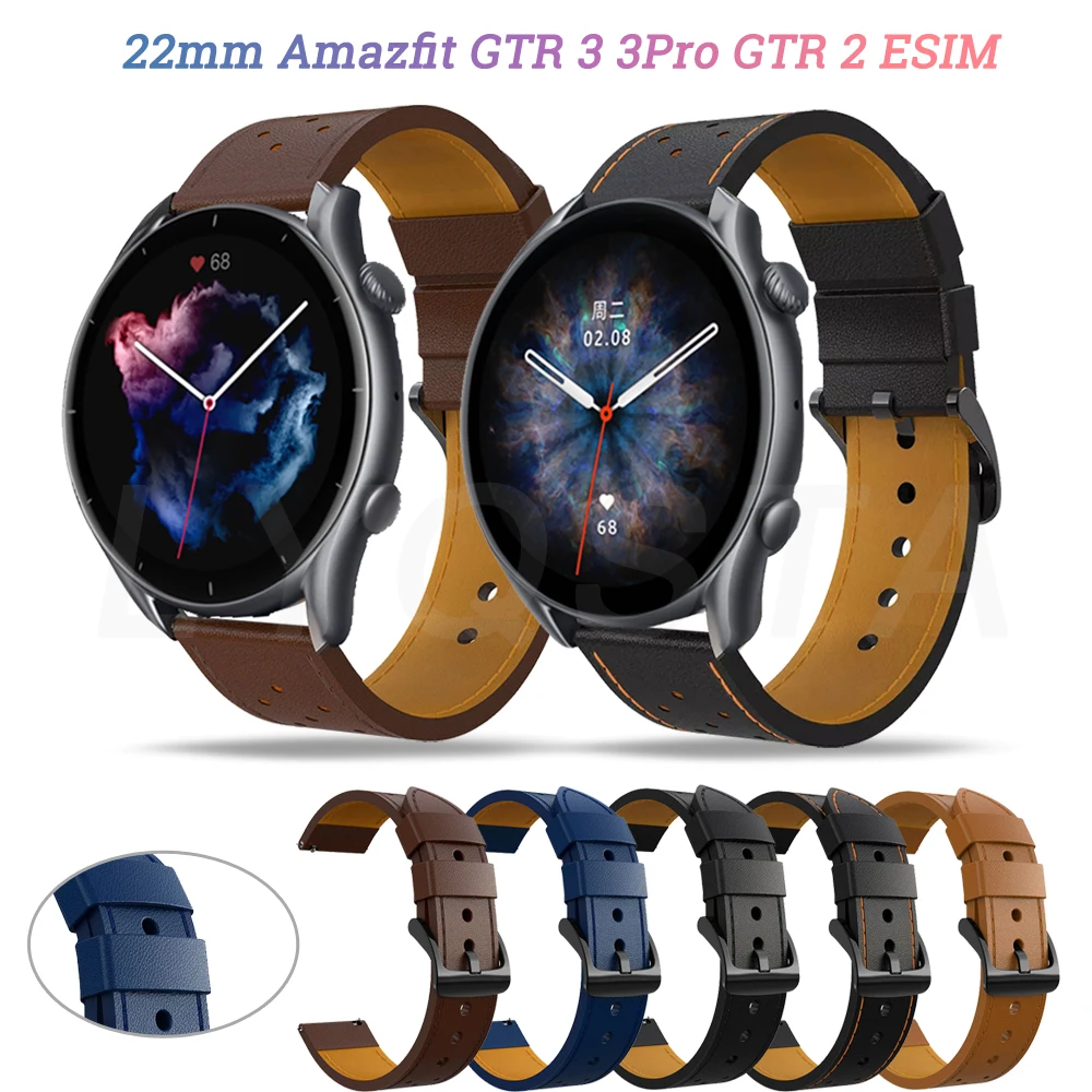 

Ремешок кожаный для Huawei watch 3/watch 3 Pro/GT2 Pro/GT2 46 мм, сменный Браслет для Huami Amazfit GTR 47 мм, 22 мм