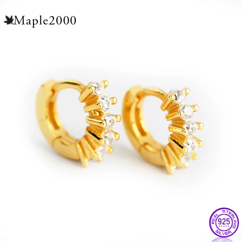 Золотые серьги с цирконом очаровательные индивидуальные трендовые серебряные