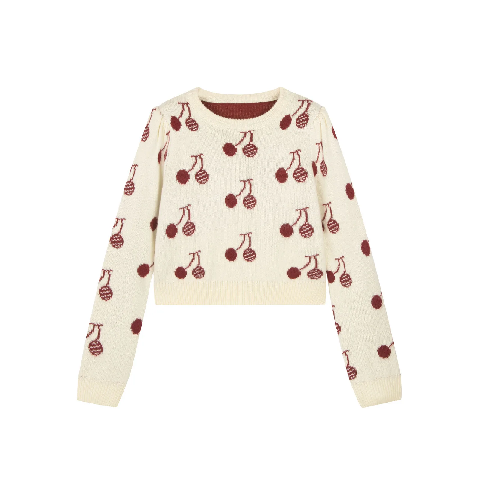 

2020 Autumn/winter new coat cherry pullover women loose wear short bubble sleeve sweater tide students