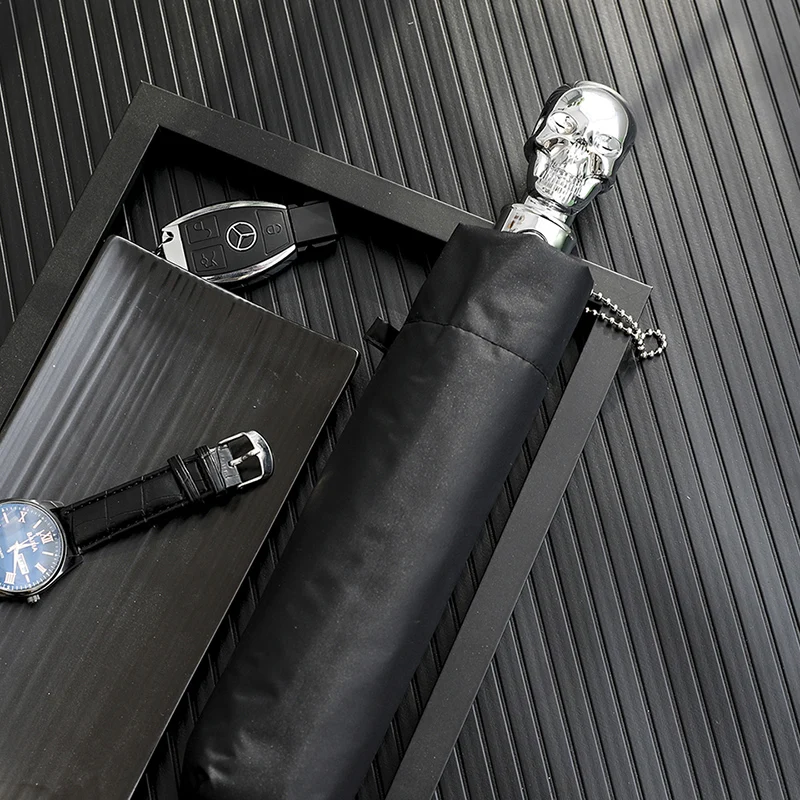 Автоматический зонт с черепом большой двойной складной от солнца дождя для