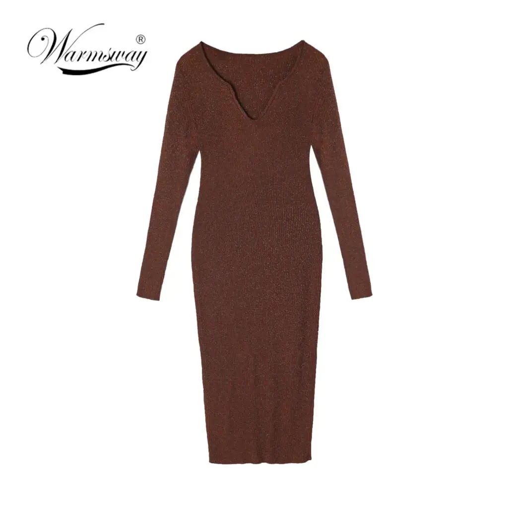 Женское трикотажное платье в рубчик с люрексом и глубоким v образным вырезом