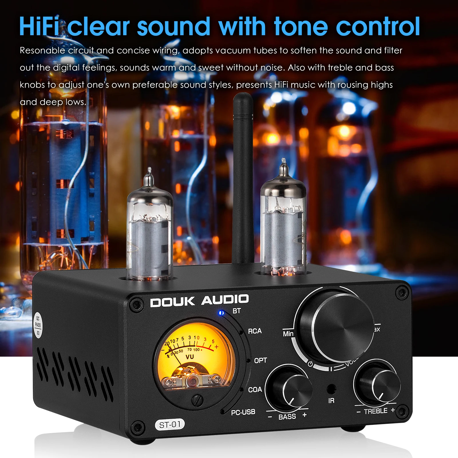 Вакуумный стереоприемник Douk Audio HiFi Bluetooth 5 0 USB DAC COAX/OPT Digital Amp VU Meter 100 Вт + |
