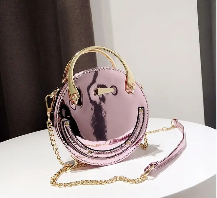 Женская сумочка с лазерной цепочкой маленькая ручная круглая сумка мессенджер