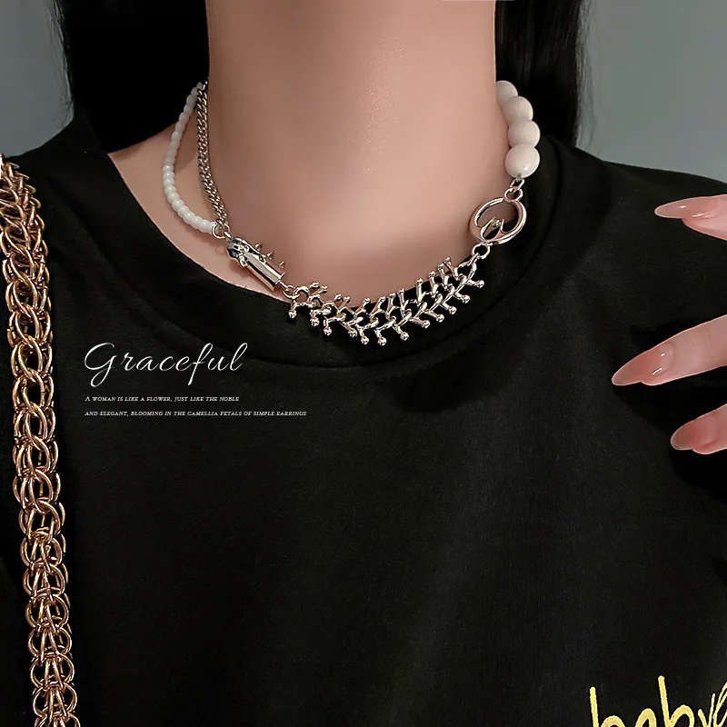 

Fashion simple personality necklace geometry bead splicing necklace temperament hip-hop wind collarbone chain necklace