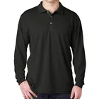 Рубашка-поло мужская с длинным рукавом, черная хлопковая Повседневная рубашка-поло, большие размеры, весна 2020