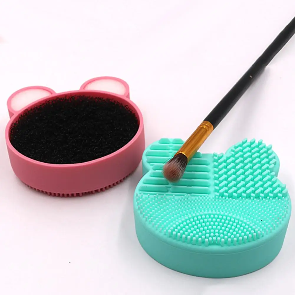 Коробка для чистки кистей макияжа в форме симпатичного медведя губка теней век и