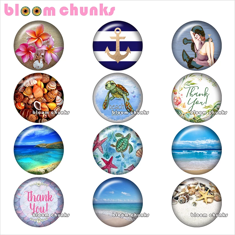 

sand beach turtle anchor Round photo glass cabochon demo flat back Making findings 12mm/18mm/20mm/25mm B4661
