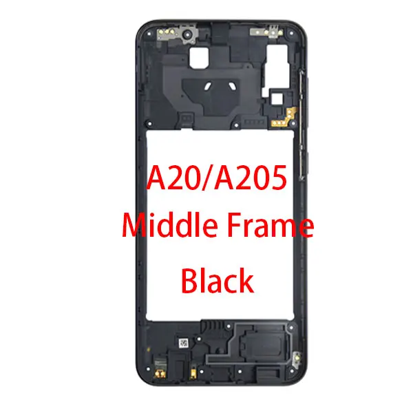 Для samsung A20 A30 A40 A50 A205F A305F A405F A505F спереди Корпус ЖК-дисплей средняя рамка задняя пластинчатый Корпус чехол-накладка - Цвет: A20 mid-frame-balck