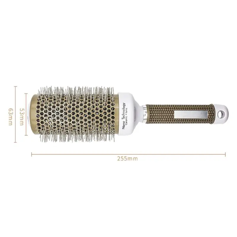 

5-size Styling Ceramic Hair Comb Dressing Brushes High Temperature Resistant Ceramic Iron Round Combs Hair Style Tool Hairbrush