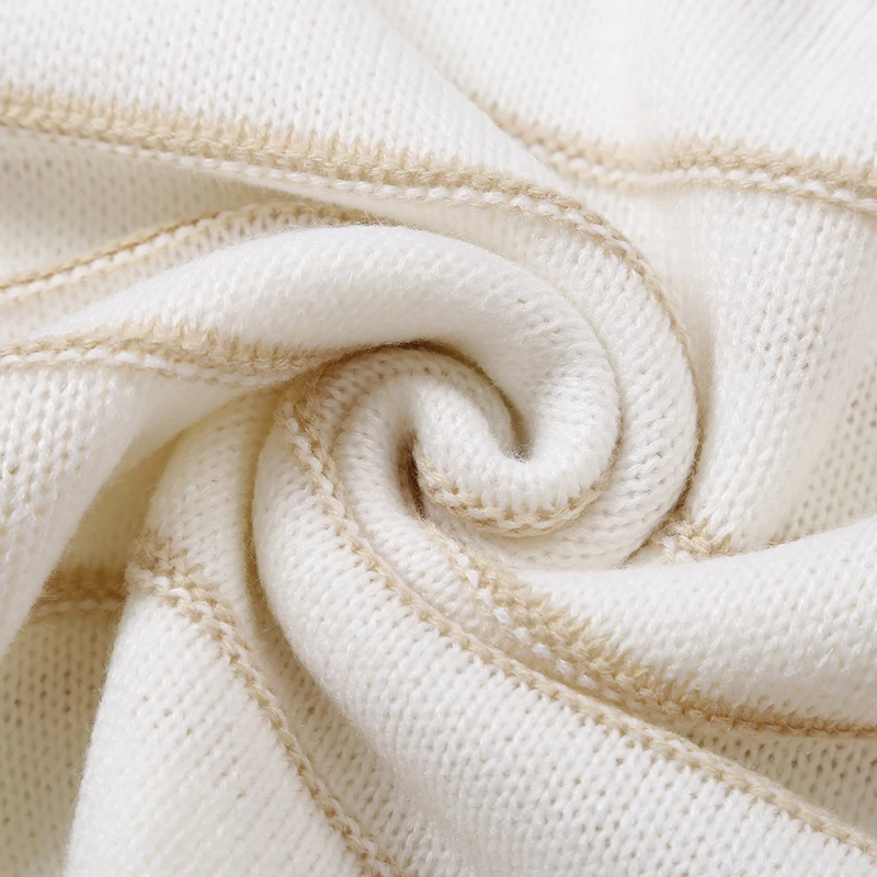 

Autumn Spring Women's O-Neck Sweater Casual Short Knitted Top Long Sleeve Female Stripe Ladies Pull Femme