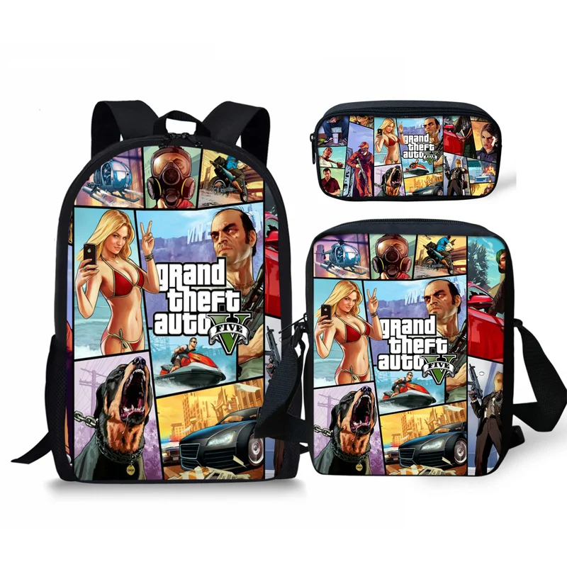 2021 New Hot Games GTA 5 Print Schoolbag Personalized Pattern Book Bags Teenagers School Backpack Custom Child Mochila | Багаж и сумки