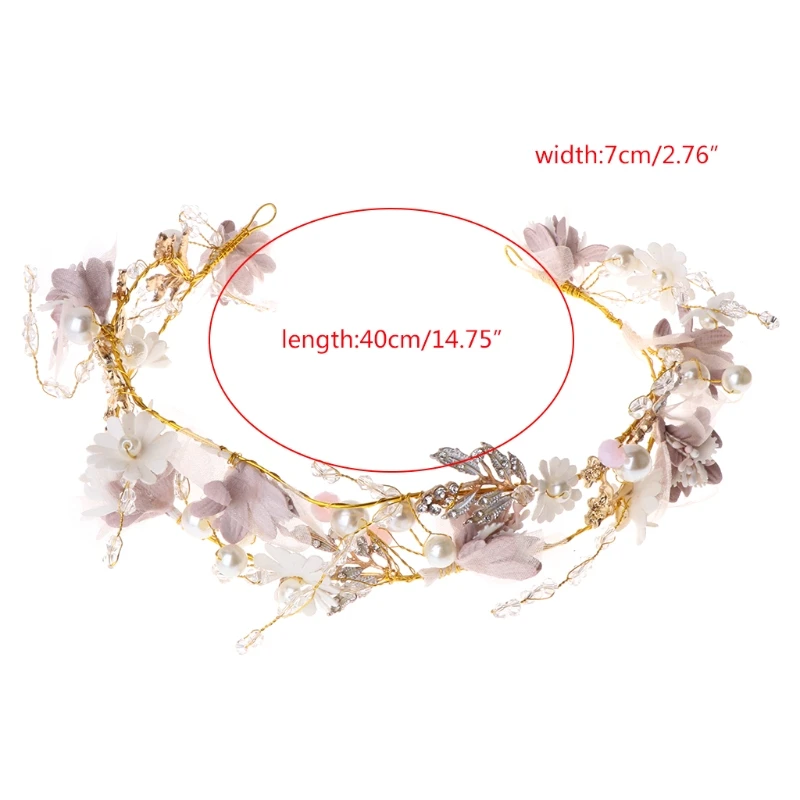 

Bride Headband Wedding Pink Flower Floral Luxury Bridal Headwear Women Jewelry