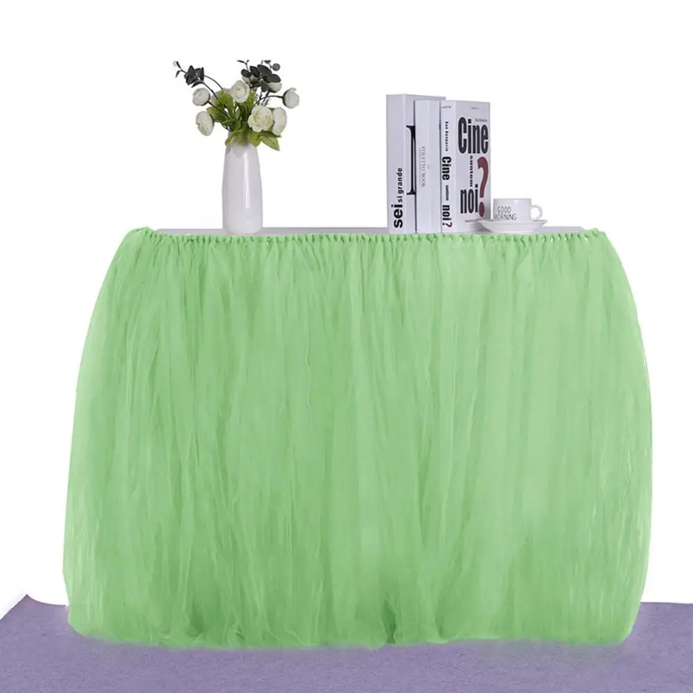 Green Романтическая фатиновая юбка-пачка для стола 80 см* 91,5 см, фатиновая посуда для свадебного украшения, вечерние юбки для детского стола - Цвет: Green