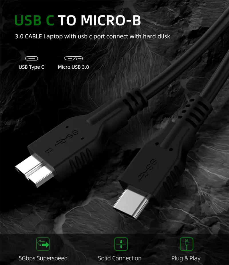 USB 3,1 type C к USB 3,0 Micro B кабель 5 Гбит/с type-C разъем для передачи данных адаптер для жесткого диска смартфона ПК OTG USB-C телефона ноутбука
