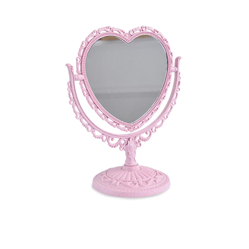 Heart-shaped Мультфильм милый ретро суд ветер любовь рабочего стола макияж зеркало девушка мечта сердце форма вращающийся зеркало для макияжа - Цвет: Heart-shaped
