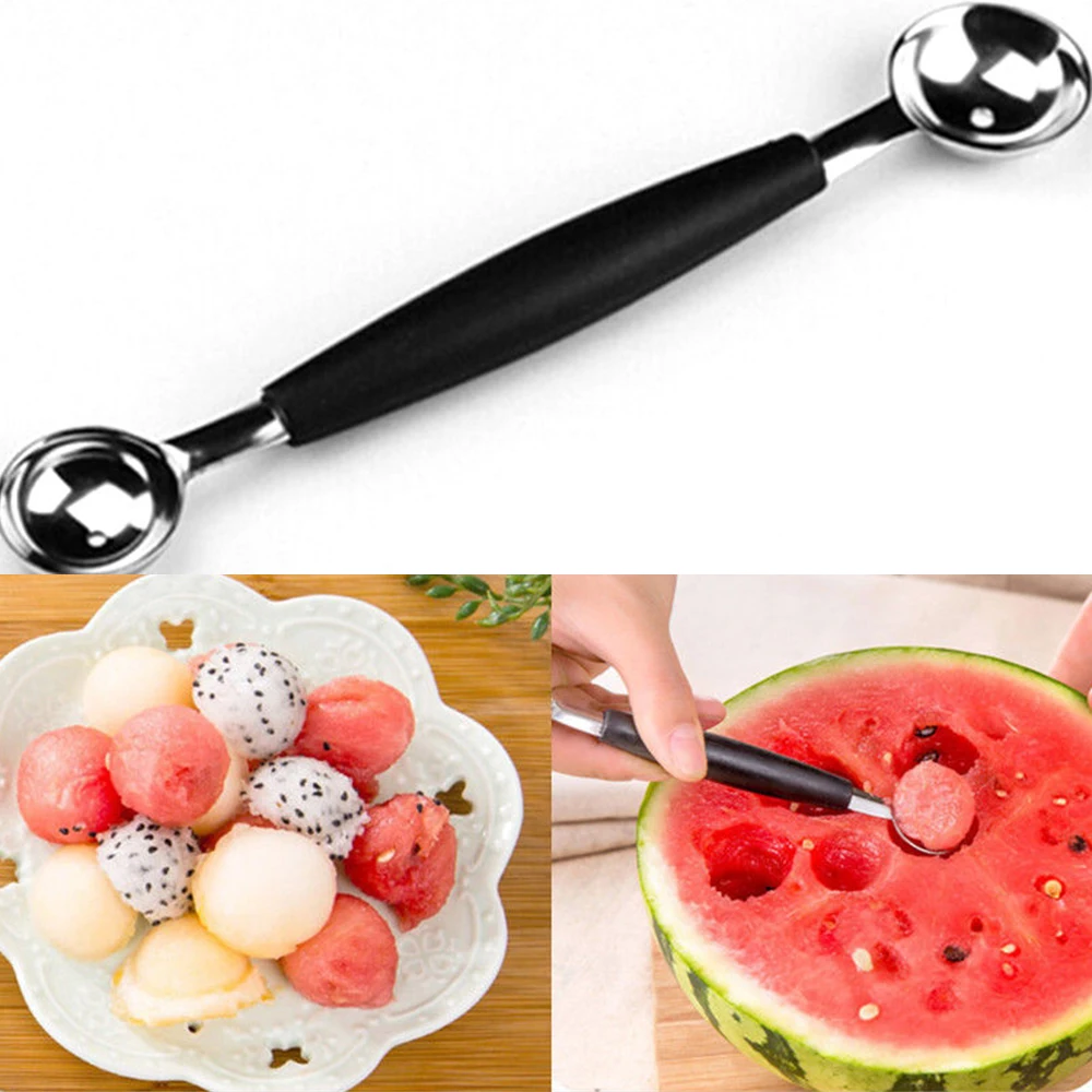 Двухконцевая ложка-шарик из нержавеющей стали арбузное мороженое ложка для