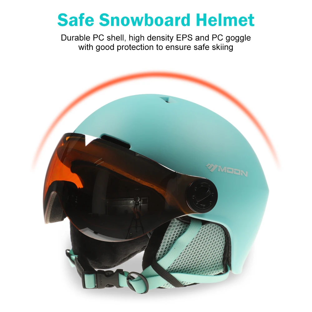 

Men Women Ski Snowboard Helmet with Earmuff Goggle Safety Skiing PC+EPS Helmet Professional Skiing Snow Sports Snowboard Helmet