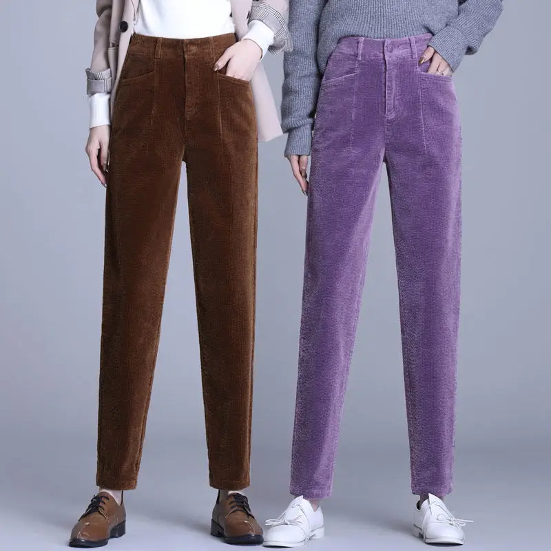 Женские вельветовые штаны шаровары на осень и зиму 2020 Свободные повседневные