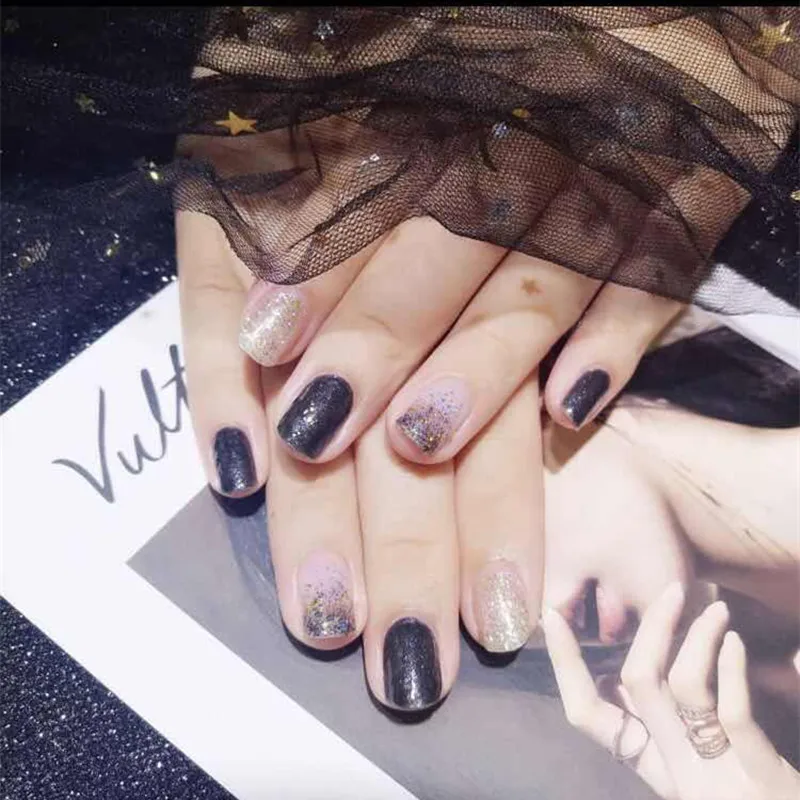 

1 Sheet Nail Stickers Set Full Cover Gel Nail Strip Flower Star Moon Geometric Holographic with Diamond Effect Nail Decoration