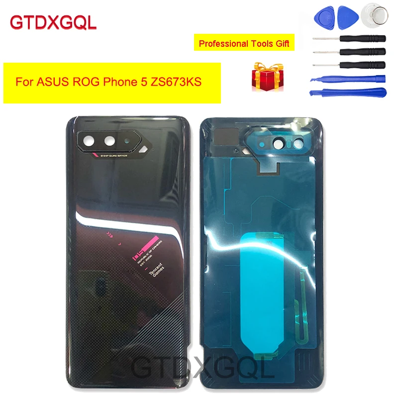 

6.78" Original NEW For Asus ROG Phone 5 ZS673KS Back Door Cover Rear Battery Glass Housing Full Set Replacement Repair Parts