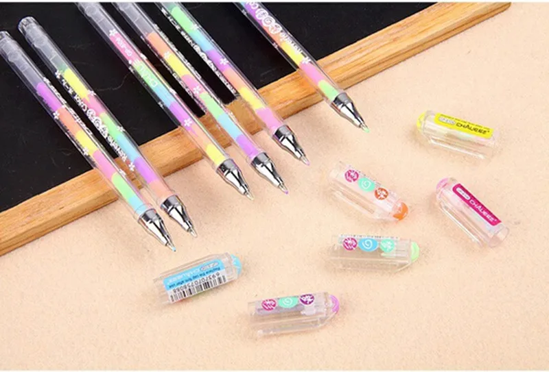 

1 PC Kawaii Cute Highlighter Marker Stationary 6 Color Pen Students Ballpen For Children School Writing Supply Drop Shipping