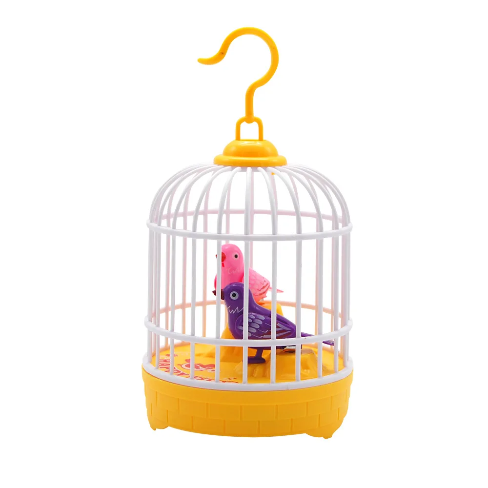 

Mini Voice-activated Induction Birdcage Children's Electric Toy Three Birds Vocalize Simulation Bird Singing