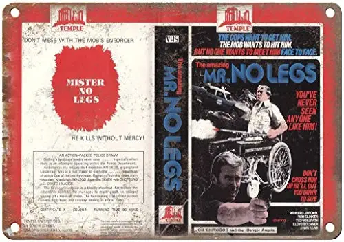 

Warning Metal Novelty Sign Aluminum 12x8in,Mr. No Legs Temple Enterprises VHS Cover Art,Retro Vintage Chic Style Decorative Old