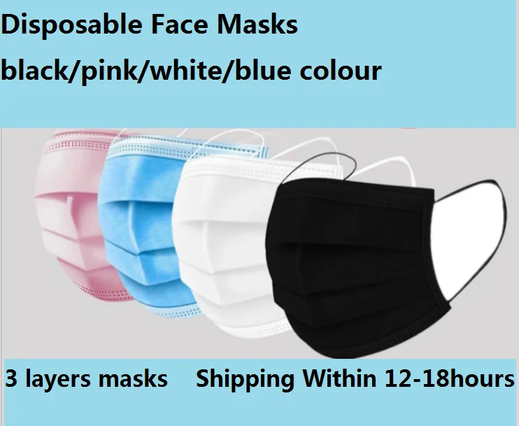 

5-400pcs Adult Face Mask Disposable Non wove Mascarillas 3 Layer Ply Filter surgical Mask Mouth Mask Breathable medical Masks