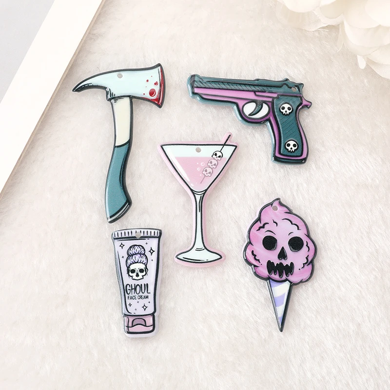 10 шт. подвески для Хэллоуина Коктейльные черепа топор кровь хлопок конфеты гуль