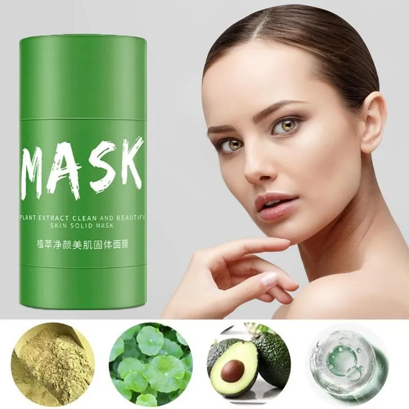 Green Tea Mask Deep Cleansing Mud Mask Eggplant Masks Purifying Clay Stick Mask Remove Blackhead Fine Pores