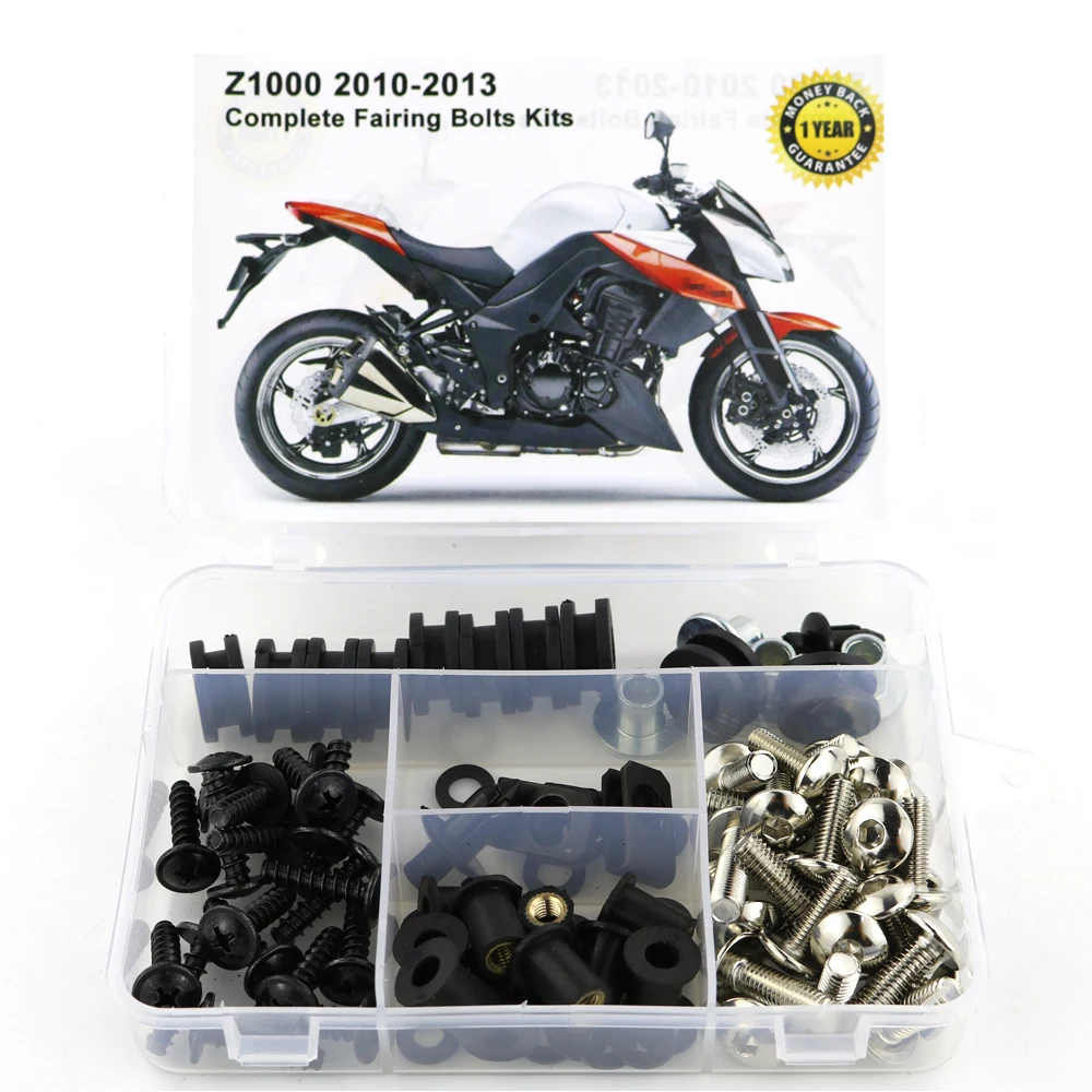 Silver Для Kawasaki Z1000 2010 2011 2012 2013 мотоцикл Полный Обтекатель Болты Комплект зажимы гайки OEM стиль стали - Цвет: Silver