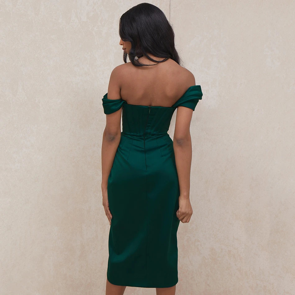 

High Quality 2021 Spring Women's Sexy Off-the-shoulder Pleated Backless Irregular Dress Bodycon Evening Party Dress Vestidos