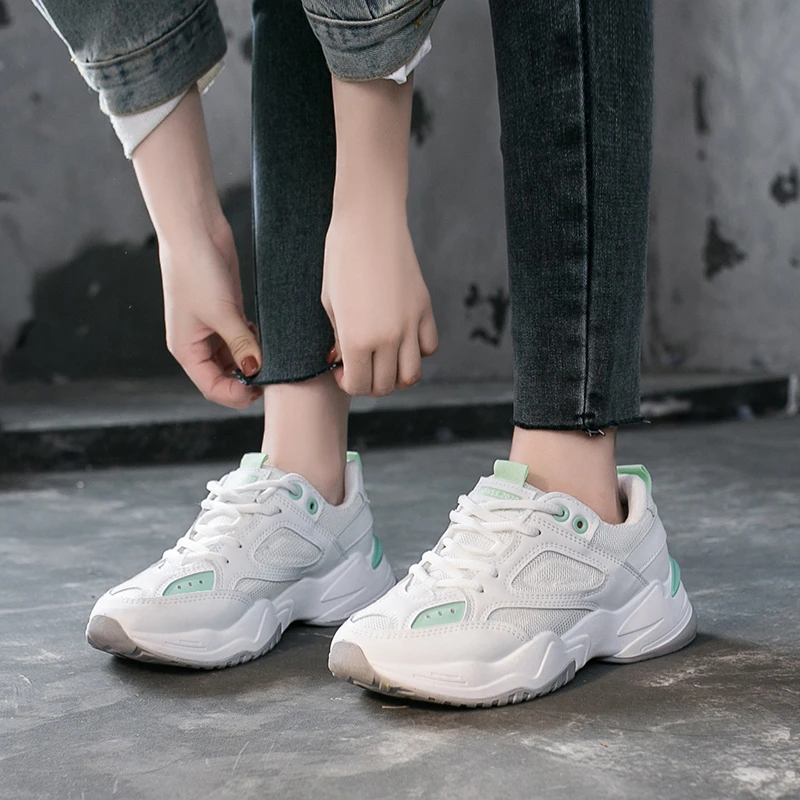 Женские кроссовки на массивной платформе Ulzzang модные повседневные теннисные