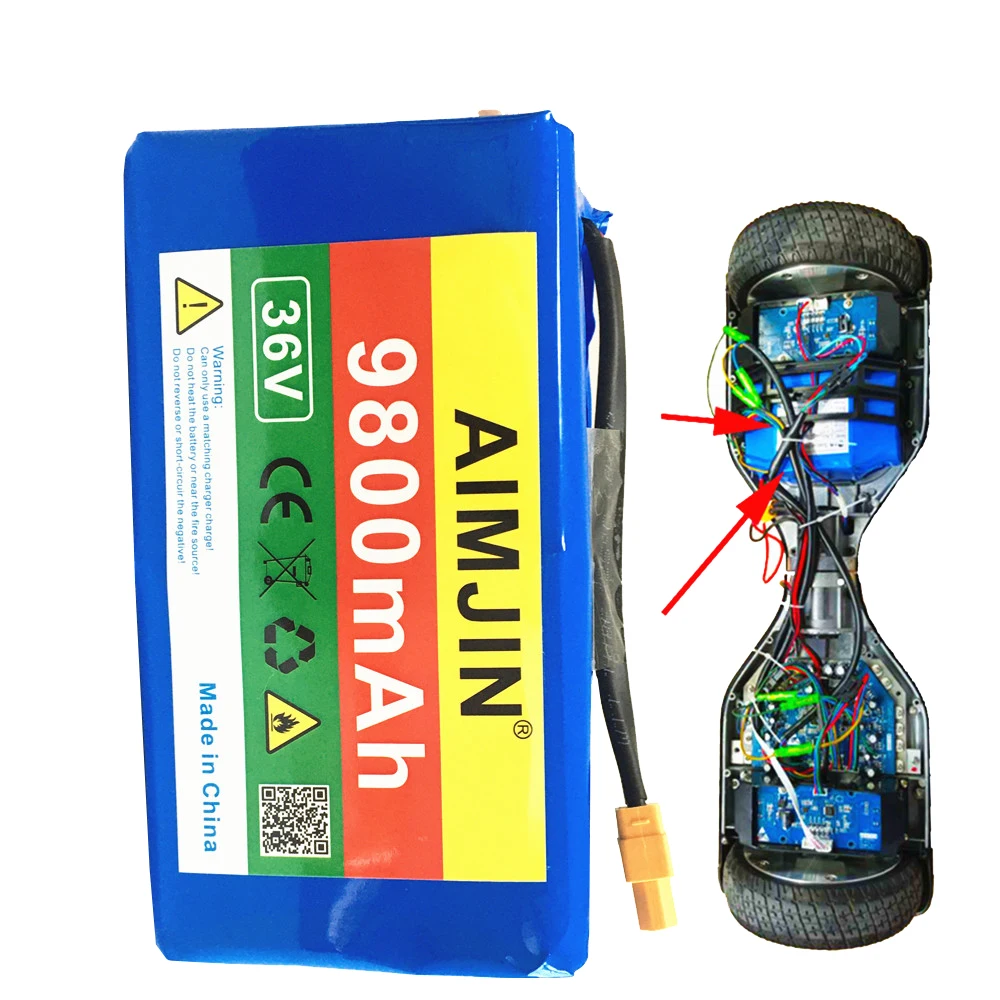 

2021 36V 10s2p 9800mAH Lithium Battery Rechargeable Battery Pack for Double Wheel Balance Vehicle Balance Car Parts