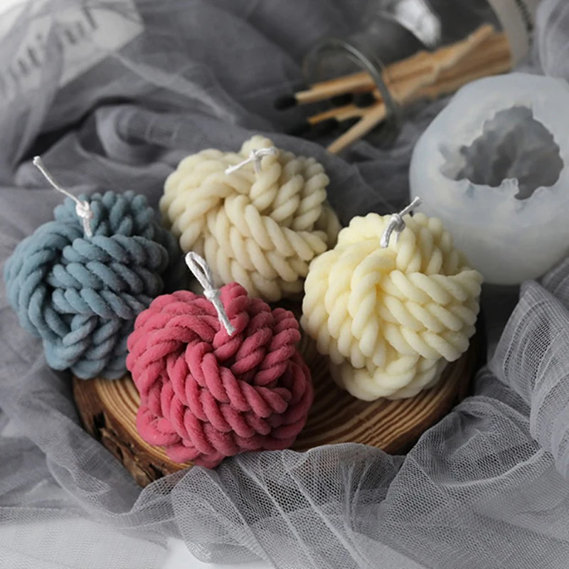 

Knitting Wool Silicone Candle Mold DIY Gypsum Plaster Ball Soap Silicon Moulds Candle Mold Hair Ball Twine Group