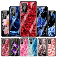 large swath of pink flowers for huawei p40 p30 pro plus p20 p10 lite p smart z 2021 2020 2019 luxury tempered glass phone case