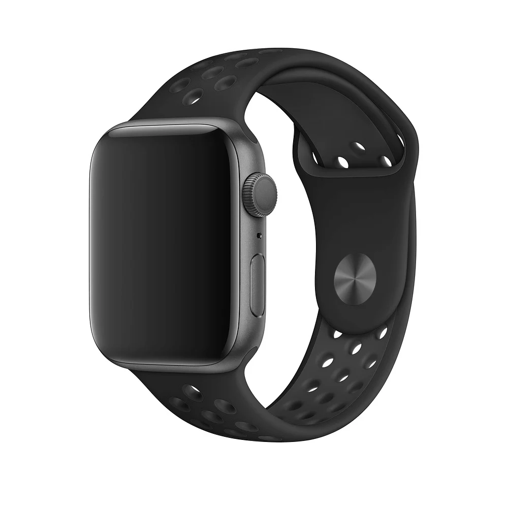 black coal black 20 Дышащий силиконовый спортивный ремешок для Apple Watch 5 4 3 2 1 42 мм 38 мм резиновый ремешок для Nike+ Iwatch 5 4 3 40 мм 44 мм - Цвет ремешка: black coal black 20