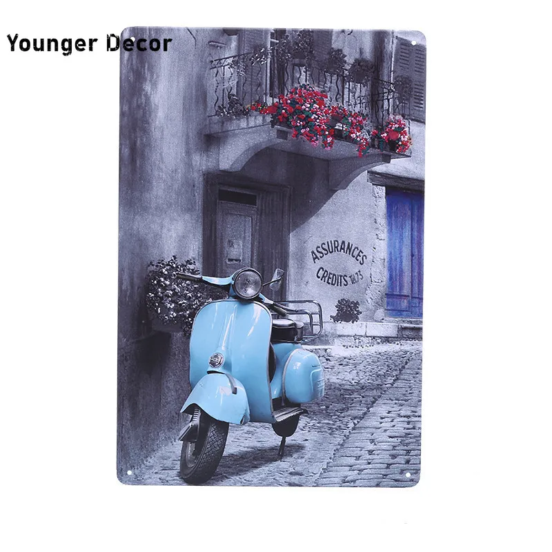 Европейский автомобильный гараж металлический знак итальянский скутер Vespa