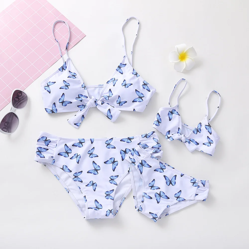

Butterfly Parent-child Swimsuit Family Set Sling Swimsuit Mother and Daughter Swimsuit High Waist Female 2 Pieces Push Up Bikini